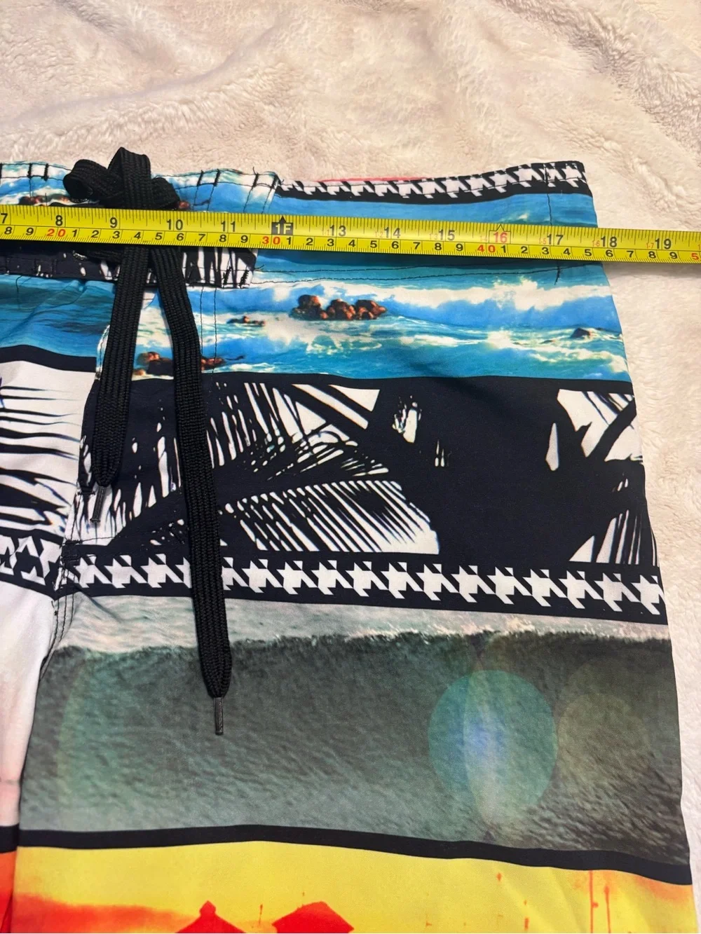 Hang Ten Board Shorts Mens Small MultiColor Tropical Print Mesh Lined  Tie Waist